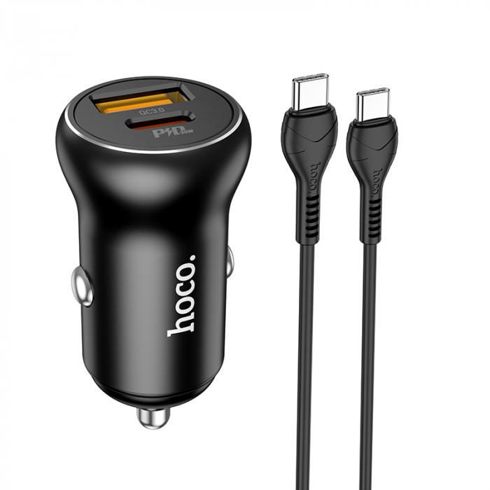 

Автомобильное зарядное устройство Hoco NZ5, USB, 1xUSB Type C, 30 Вт, QC, PD, черный (900473), NZ5