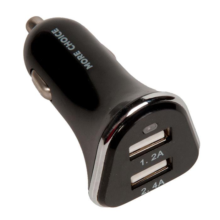 

Автомобильное зарядное устройство More choice AC22A, 2xUSB, 2.4А, QC, кабель USB Type-C, черный (752500), AC22A