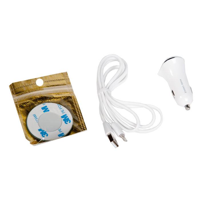 

Автомобильное зарядное устройство More choice AC22i, 2xUSB, 2.4А, QC, кабель Lightning 8-pin, белый (752603), AC22i