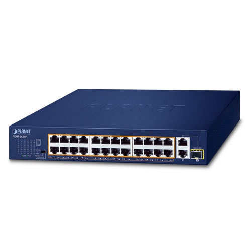 

Коммутатор Planet FGSD-2621P, кол-во портов: 26x100 Мбит/с, combo RJ-45/SFP 1x1 Гбит/с, установка в стойку, PoE: 24x30Вт (макс. 185Вт) (FGSD-2621P), FGSD-2621P
