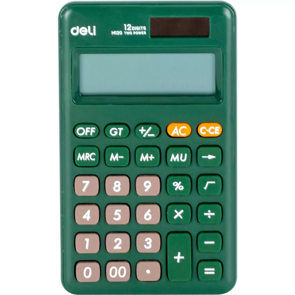 Калькулятор карманный DELI EM120GREEN, 12-разрядный, однострочный экран, зеленый (0)