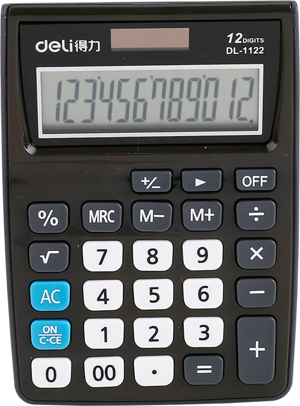 Калькулятор настольный DELI E1122/GREY, 12-разрядный, однострочный экран, серый (E1122/GREY)