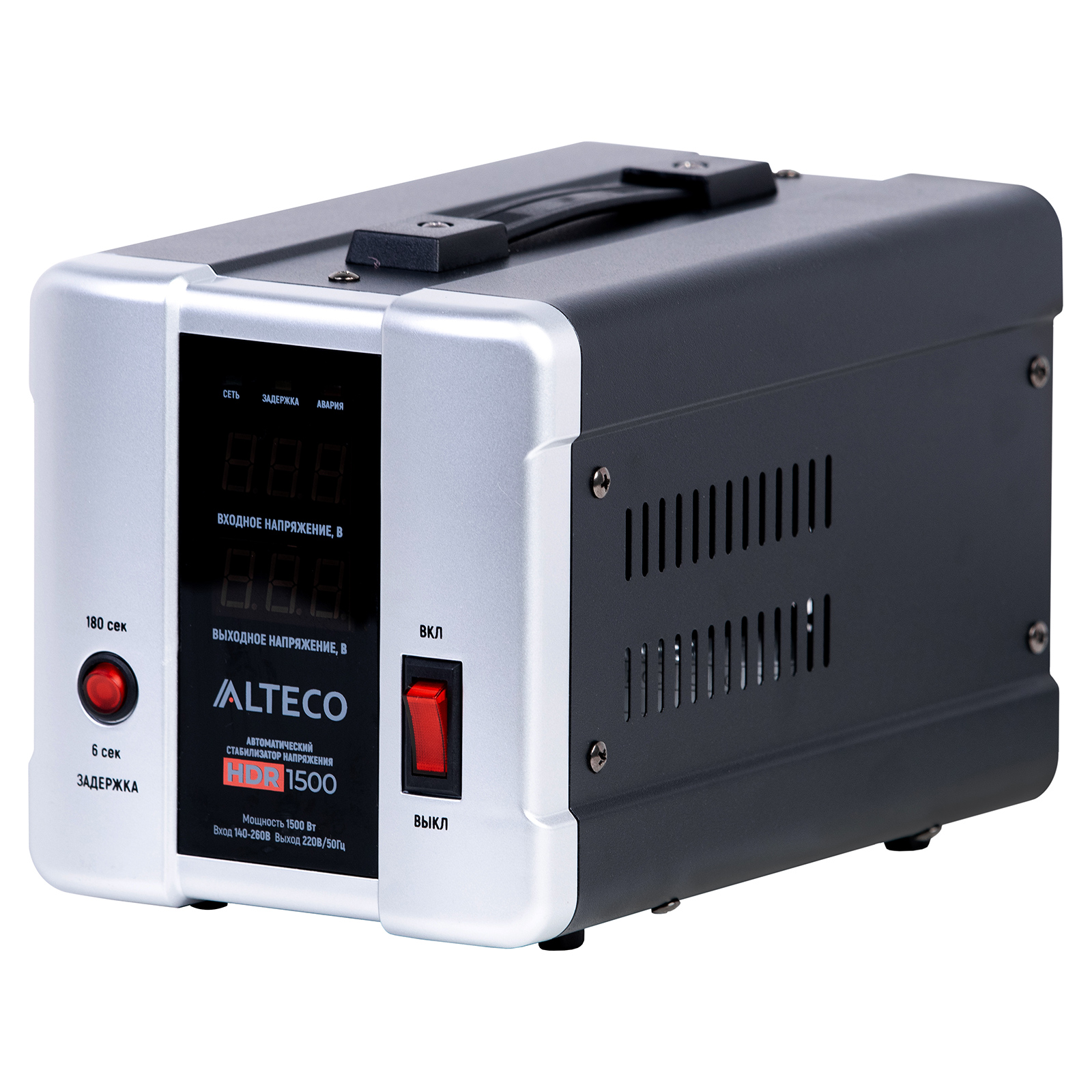 

Стабилизатор напряжения Alteco HDR 1500, 1500VA, 1.5кВт, EURO, серый (49092), HDR 1500