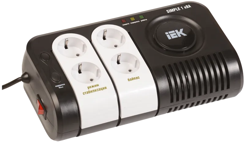 

Стабилизатор напряжения IEK Simple, 1000 VA, EURO, черный/белый (IVS25-1-01000), Simple
