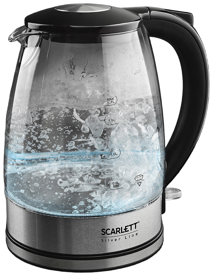 

Чайник электрический Scarlett SC-EK27G95 1.7л. 2.2 кВт, металл/стекло, серебристый (SC-EK27G95), SC-EK27G95