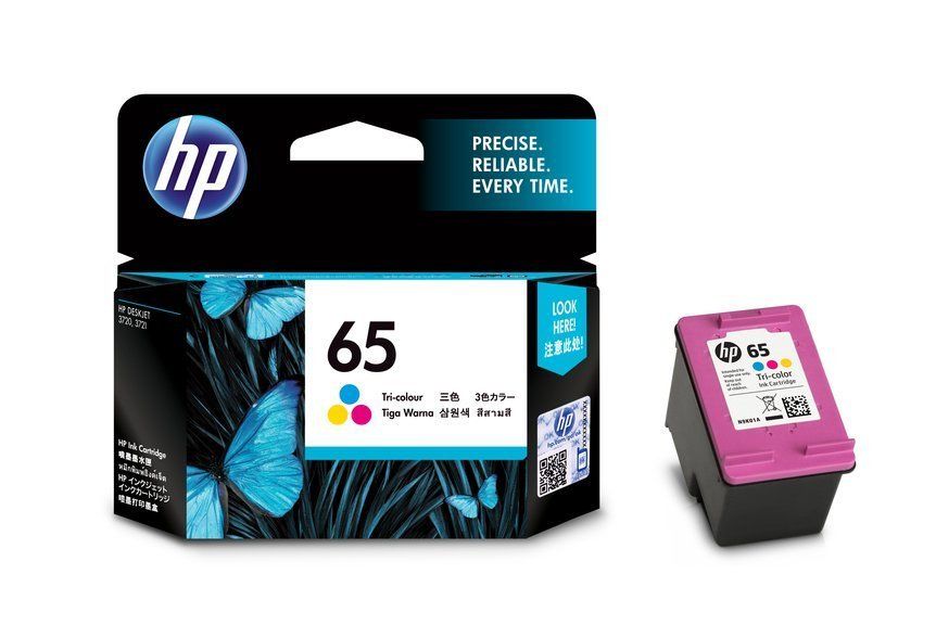 

Картридж струйный HP №65 (N9K01AA), голубой/пурпурный/желтый, оригинальный, ресурс 100 страниц для HP Deskjet 2624/ 2652/ 2655/ 3722/ 3752 /3755/ 3758, №65