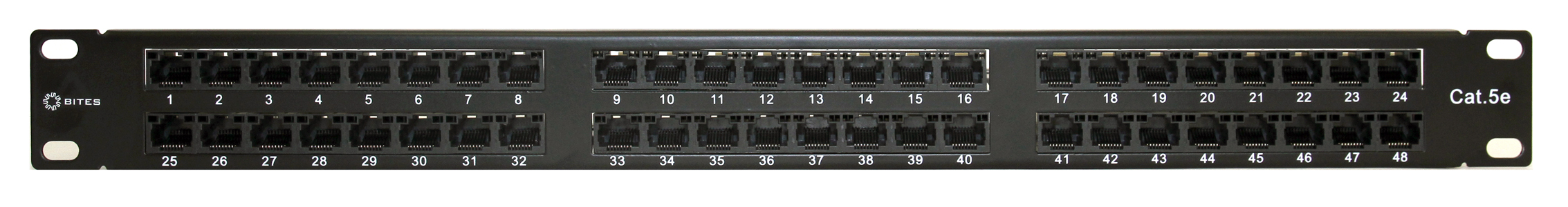

Патч-панель в шкаф 19" 1U, порты: 48 x RJ-45 кат. 5e, органайзер, черный, PPU55-06, 5bites (PPU55-06), PPU55-06
