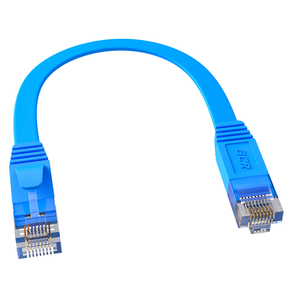 Патч-корд UTP кат.6, 0.15м, RJ45-RJ45, синий, CU, плоский, Greenconnect PROF GCR-52846 (GCR-52846)