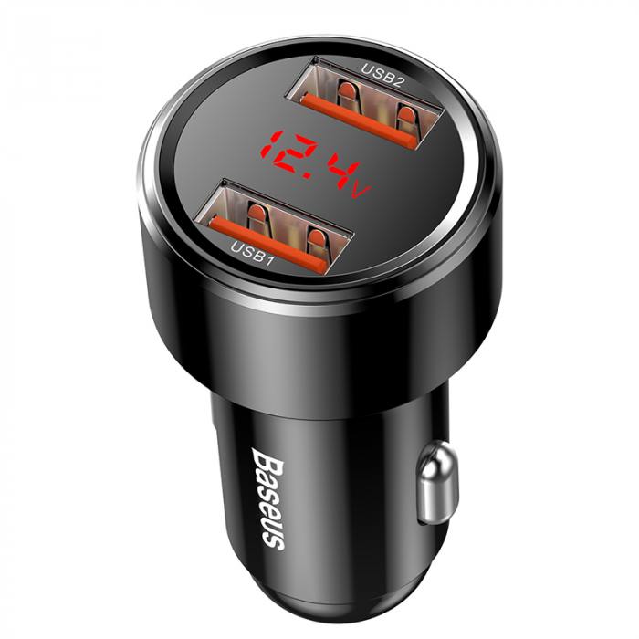 

Автомобильное зарядное устройство Baseus Magic C20C, 2xUSB, USB Type C, 5А, 45 Вт, черный (918845), Magic C20C