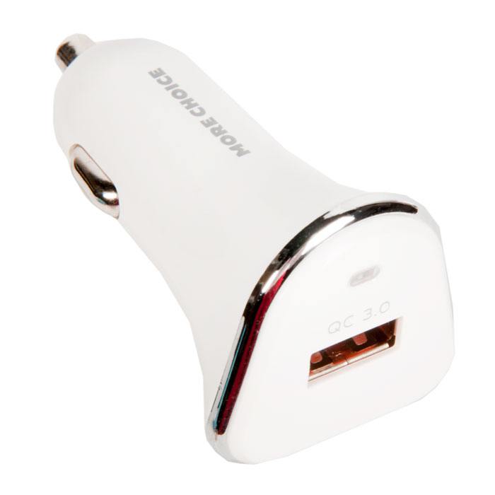 

Автомобильное зарядное устройство More choice AC22QC, USB, 3А, QC, белый (752497), AC22QC