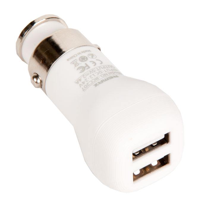 

Автомобильное зарядное устройство Remax RCC207, 2xUSB, 2.4А, белый (764961), RCC207