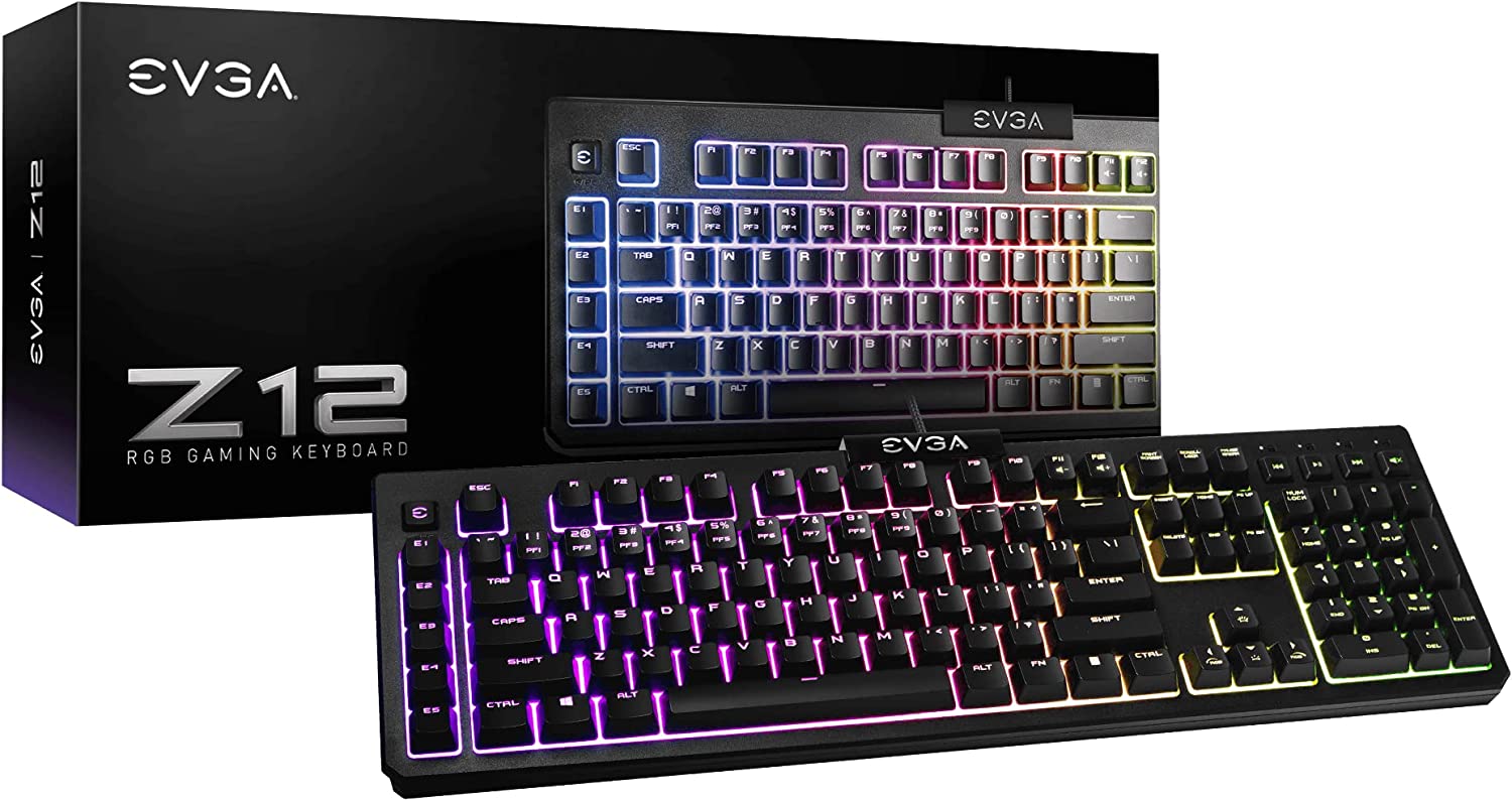 

Клавиатура проводная EVGA Z12, мембранная, подсветка, USB, черный (834-W0-12RU-KR), Z12