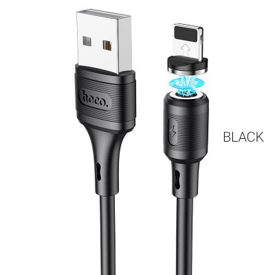 

Кабель USB(Am)-Lightning 8-pin(m), магнитный, быстрая зарядка, 2.4А, 1 м, черный, HOCO Sereno X52 (6931474735522), X52