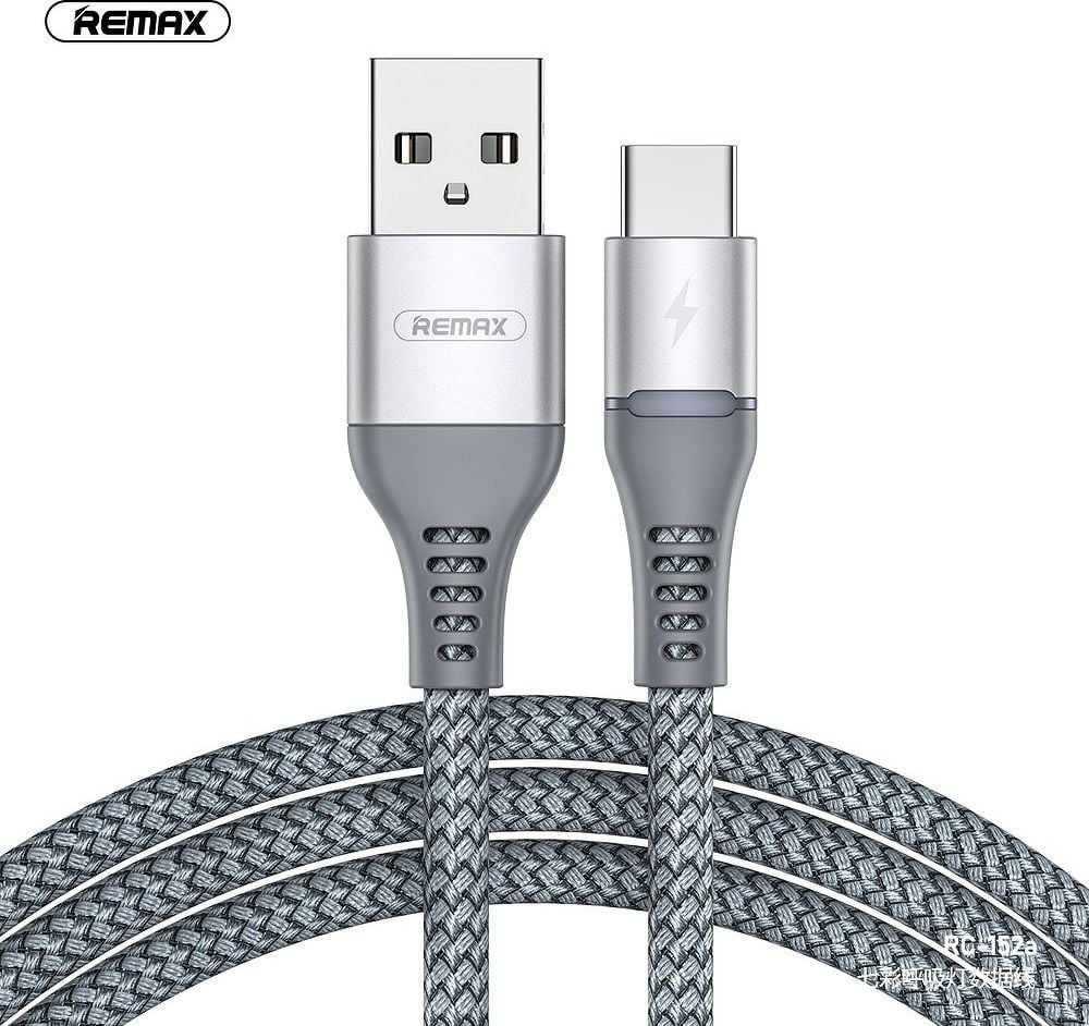 

Кабель USB-USB Type-C, 2.4A, 1м, серый Remax Colorful Light RC-152a (6972174152097), RC-152a