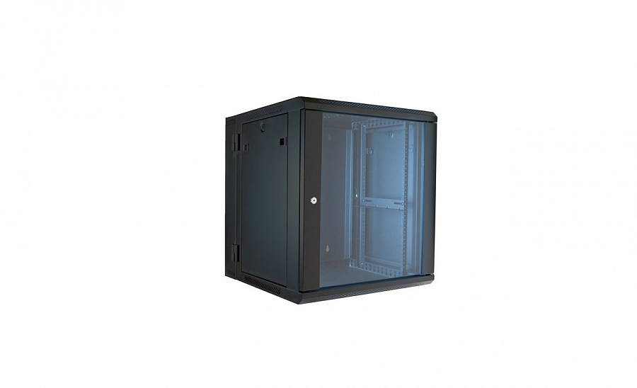 Шкаф телекоммуникационный настенный 12U 600x600 мм, стекло/металл, черный, Wize Pro W12UR/RE12RU (W12UR/RE12RU)