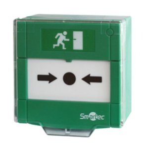 Устройство разблокировки двери Smartec ST-ER115 , с восстанавливаемой вставкой, защитная прозрачная крышка, 2 группы контактов НР/НЗ, ключ идет в комплекте, зеленый/белый (ST-ER115 ), цвет зеленый/белый - фото 1