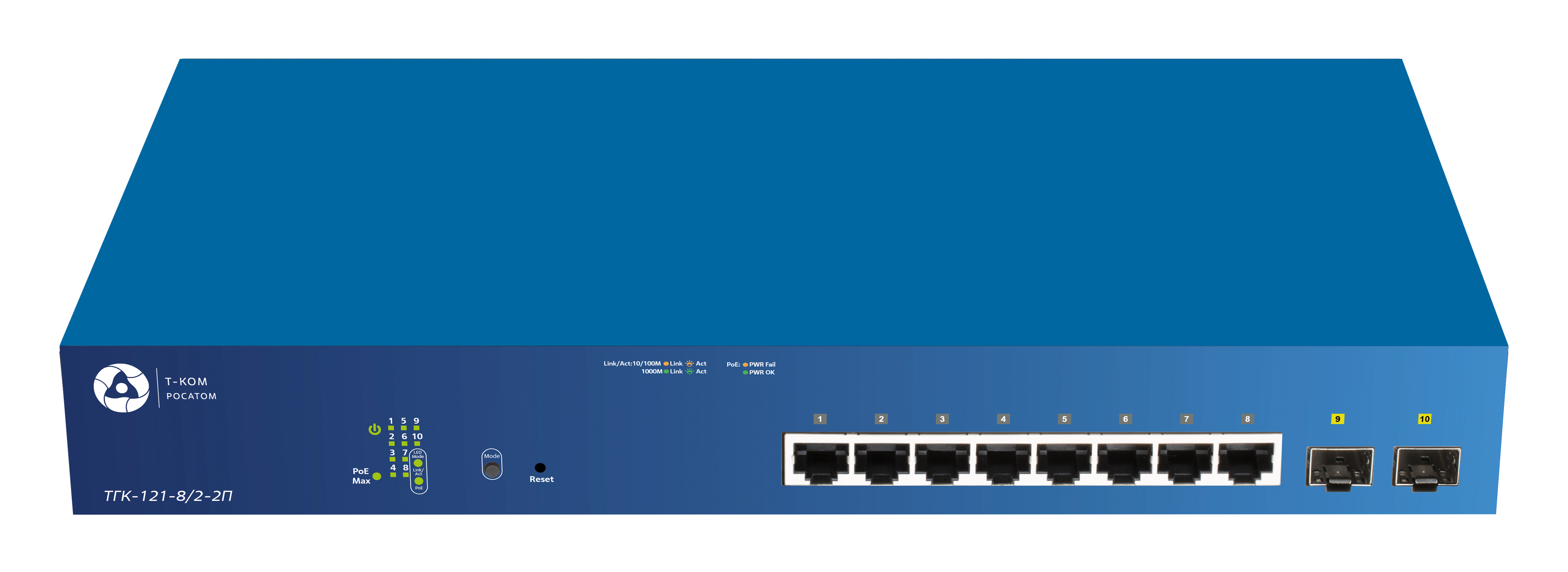 Коммутатор Т-Ком ТГК-121-8/2-П/р, 8x1 Гбит/с, SFP/uplink: SFPx2