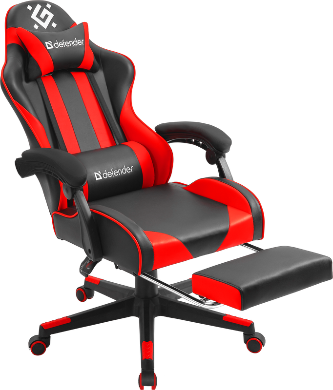 Кресло игровое Defender Rock, черный/красный (64346)