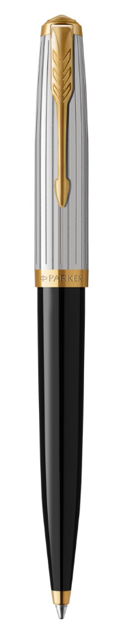

Ручка шариковая автомат Parker 51 Premium Black GT, черный, нержавеющая сталь, позолота, смола, подарочная упаковка (2169062), 51 Premium Black GT