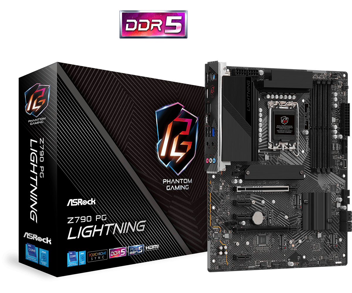

Материнская плата ASRock Z790 PG LIGHTNING, Socket1700, Intel Z790, 4xDDR5 DIMM, 2PCI-Ex16, 4SATA3, 7.1-ch, 2.5GLAN, 12 USB 3.2, 2 USB Type-C, HDMI, ATX, Retail, Z790 PG LIGHTNING