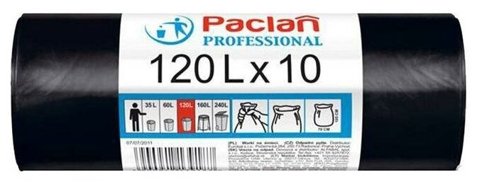 Мешки для мусора PACLAN Professional 120л, 10шт., черный (402029)