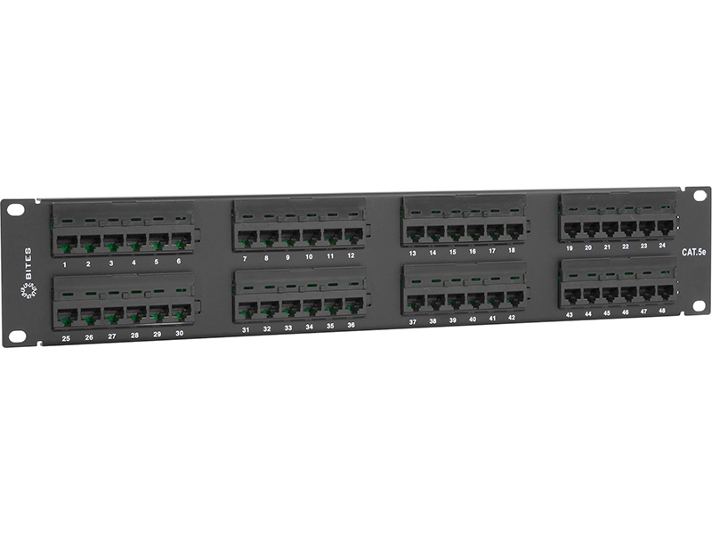 

Патч-панель в шкаф 19" 2U, порты: 48 x RJ-45 кат. 5e, черный, PPU55-02, 5bites (PPU55-02), PPU55-02