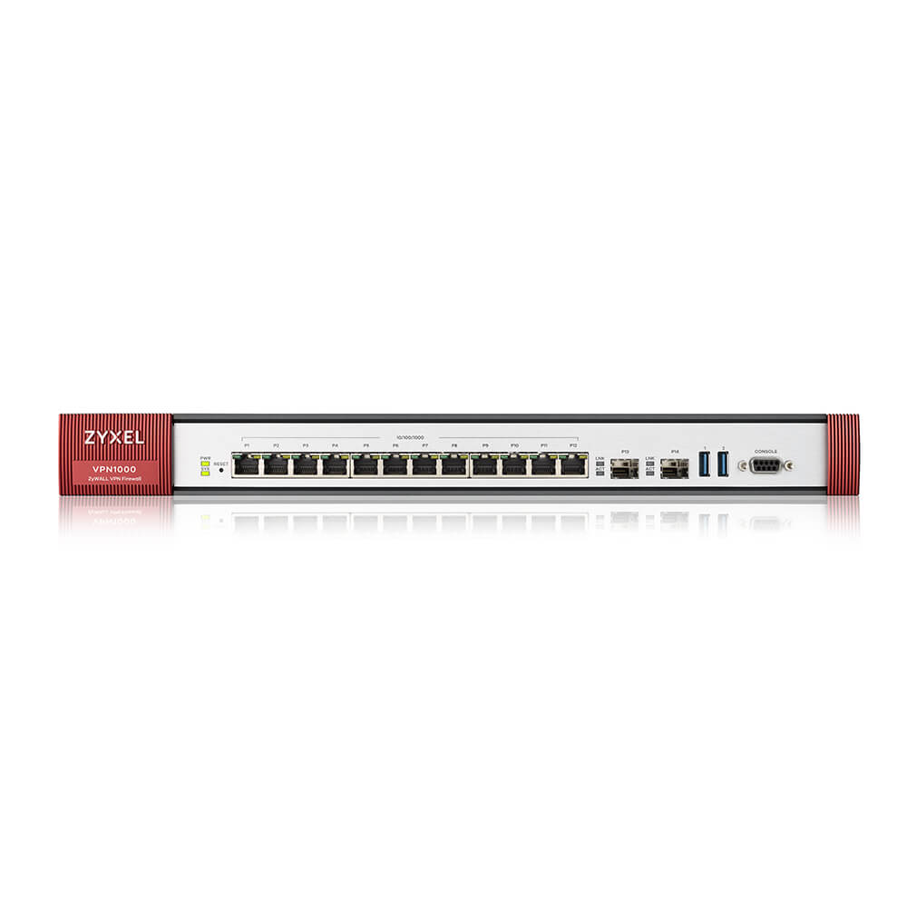 

Межсетевой экран ZYXEL ZyWALL VPN1000, LAN: 12x1 Гбит/с SFP 2x1 Гбит/с, WAN 14x1 Гбит/с (VPN1000-RU0101F), VPN1000