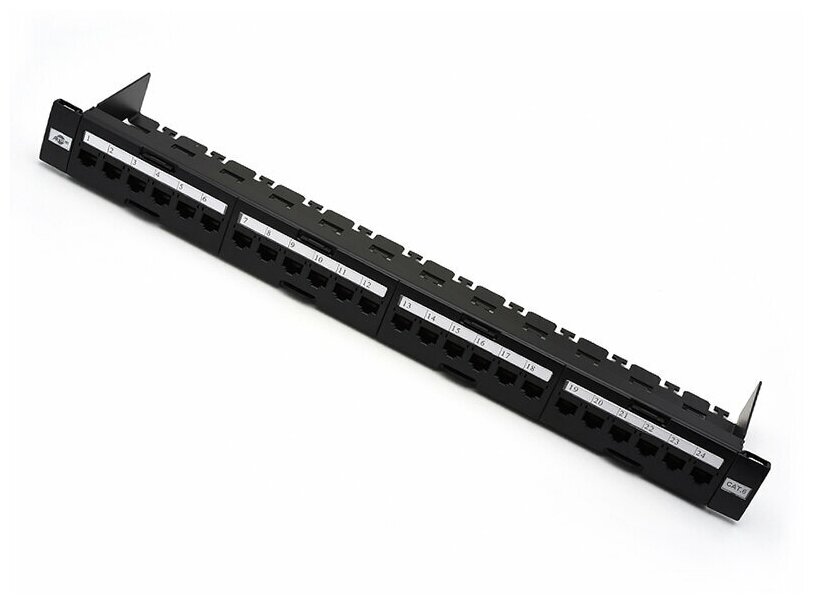 

Патч-панель в шкаф 19" 1U, порты: 24 x RJ-45 кат. 6, органайзер, черный, AT2463, ATCOM (AT2463), AT2463