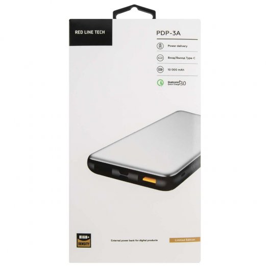 

Портативный аккумулятор (Powerbank) Red Line PDP-3А, 10000mAh, 2xUSB, 3A, QC, серебро (УТ000020090), PDP-3А