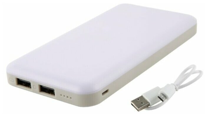 

Портативный аккумулятор (Powerbank) mObility mt-21, 10000mAh, 2xUSB, 2A, белый (УТ000021009), mt-21