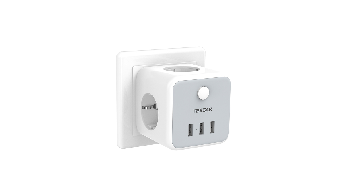 

Сетевой фильтр Tessan TS-301-DE, 3-розетки, 3xUSB, серый (80001836), TS-301-DE