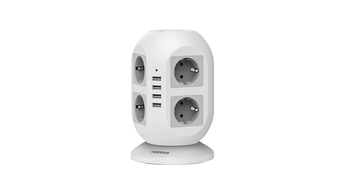 

Сетевой фильтр Tessan JW402, 8-розеток, 4xUSB, 2 м, серый (JW402), JW402