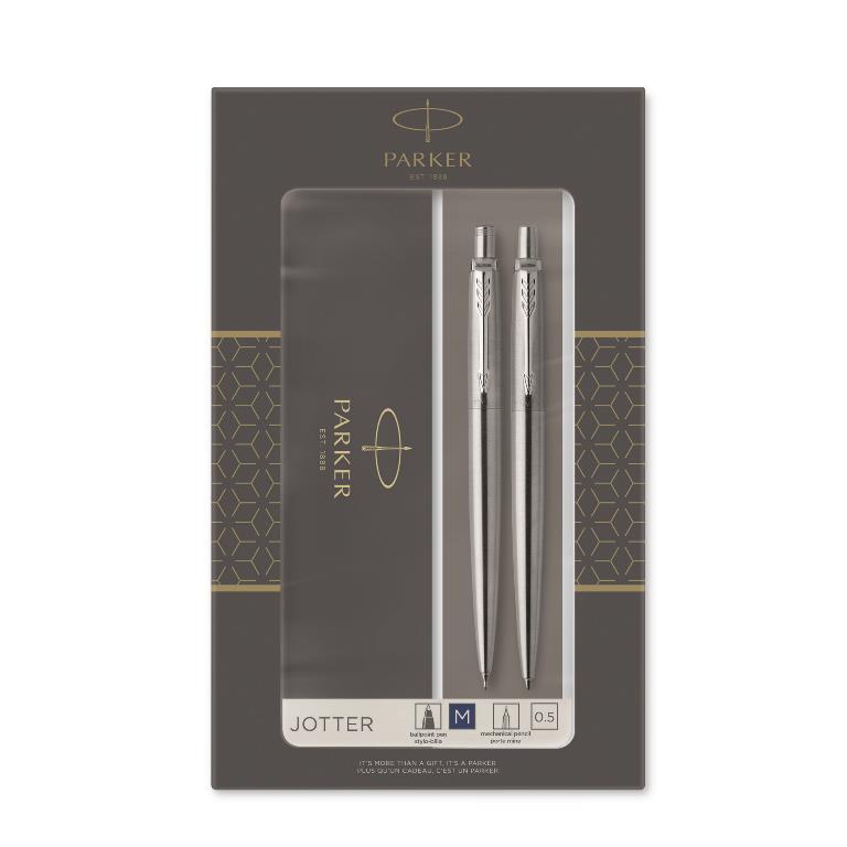 

Набор ручек автомат Parker Jotter Stainless Steel CT, синий, 2шт., нержавеющая сталь, подарочная упаковка (CW2093256), Stainless Steel CT