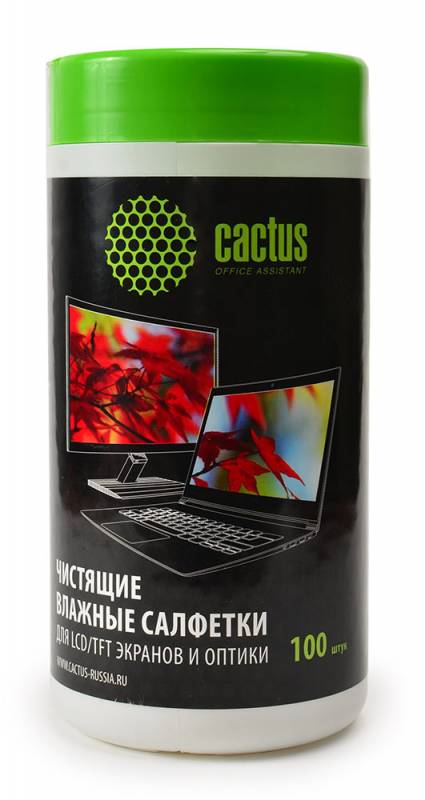 Салфетки влажные 100шт. для экранов и оптики CS-T1001 Cactus