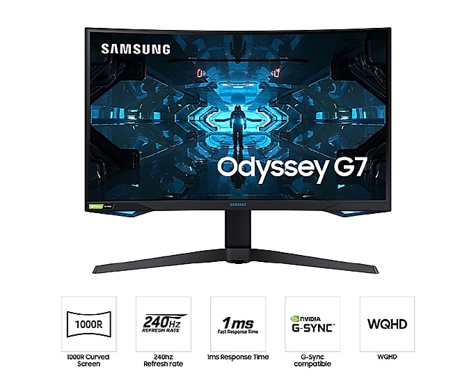 

Монитор 31.5" Samsung Odyssey G7 LC32G75TQSRXEN VA, изогнутый, 2560x1440 (16:9), 600кд/м2, 240Hz, 1мс, 178°/178°, G-Sync, HDMI, DisplayPort, USB-Hub, черный (LC32G75TQSRXEN), LC32G75TQSRXEN