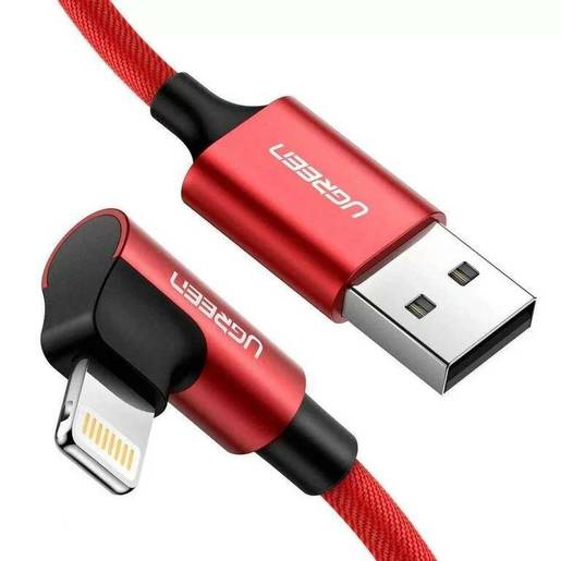 

Кабель USB-Lightning 8-pin, угловой, экранированный, 2.4A, 1м, красный UGREEN US299 (60555), US299