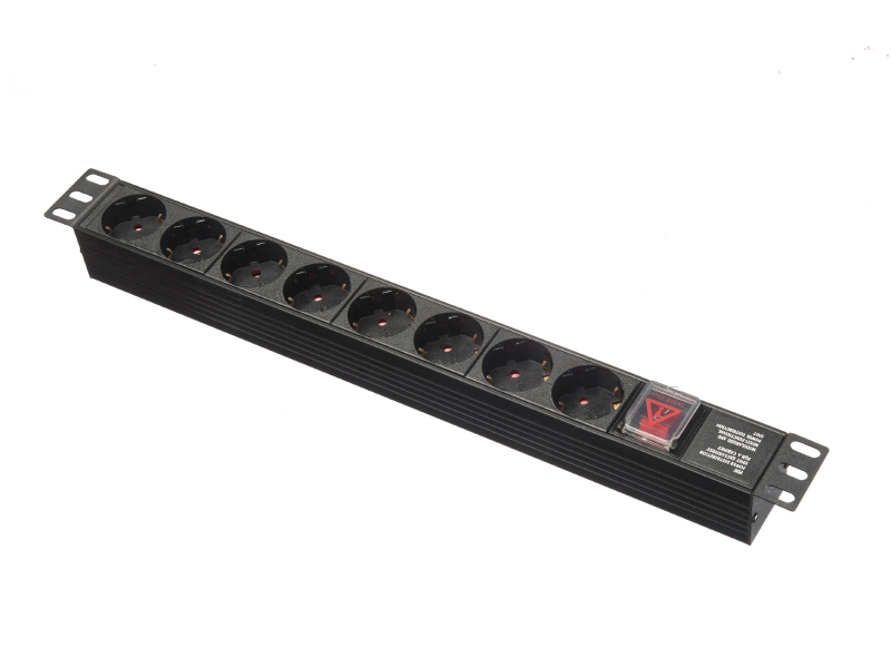 Блок розеток (PDU) Netko PDU-1U-G8-C14, 1U, кол-во розеток:8 (8xЕвро), 16А, черный (54769)