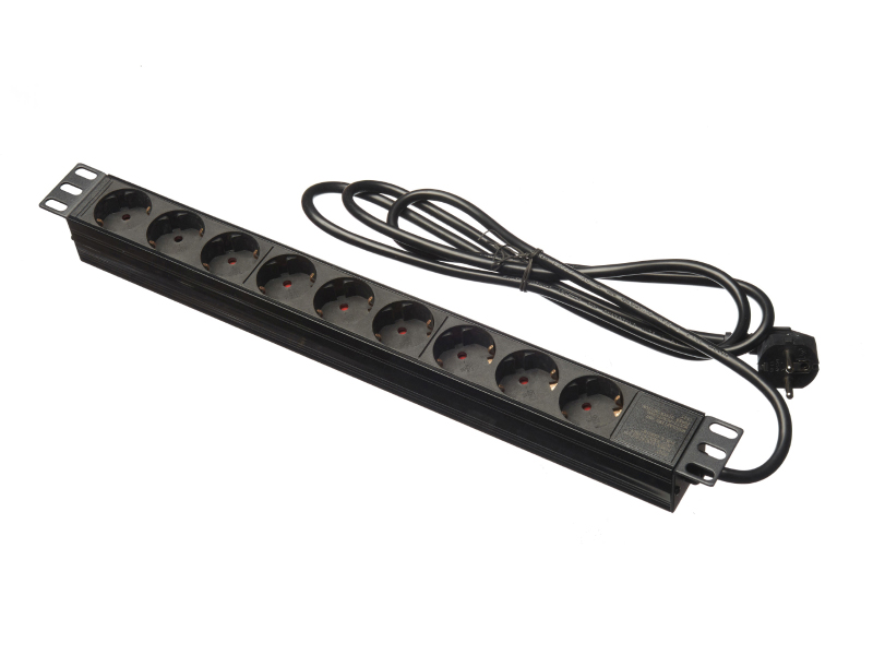 Блок розеток (PDU) Netko PDU-LX-02 9P.SW, 1U, кол-во розеток:9 (9xЕвро), 16А, черный, кабель питания 2 м (52671)