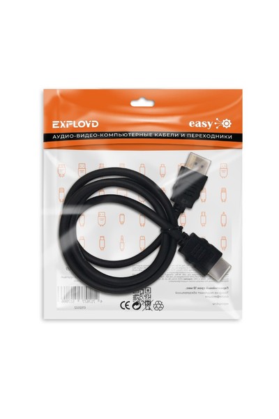 

Кабель HDMI(19M)-HDMI(19M) v1.4 4K, 1м, черный Exployd Easy (EX-K-1407), 0