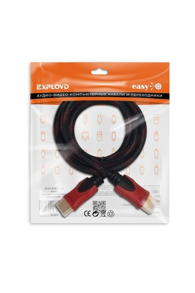 

Кабель HDMI(19M)-HDMI(19M) v1.4 4K, 2м, черный/красный Exployd Easy (EX-K-1410), 0
