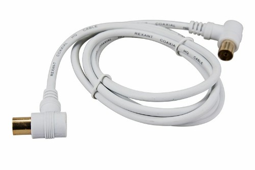 

Кабель TV(M)-TV(F) угловой, экранированный, 1.5м, белый REXANT (18-0022)