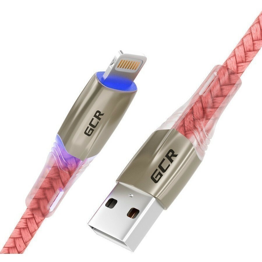 

Кабель USB 2.0(Am)-Lightning 8-pin(m), MFi, 2.4A быстрая зарядка, 1.2м, розовый Greenconnect MERCEDES&LED (GCR-52165), 0