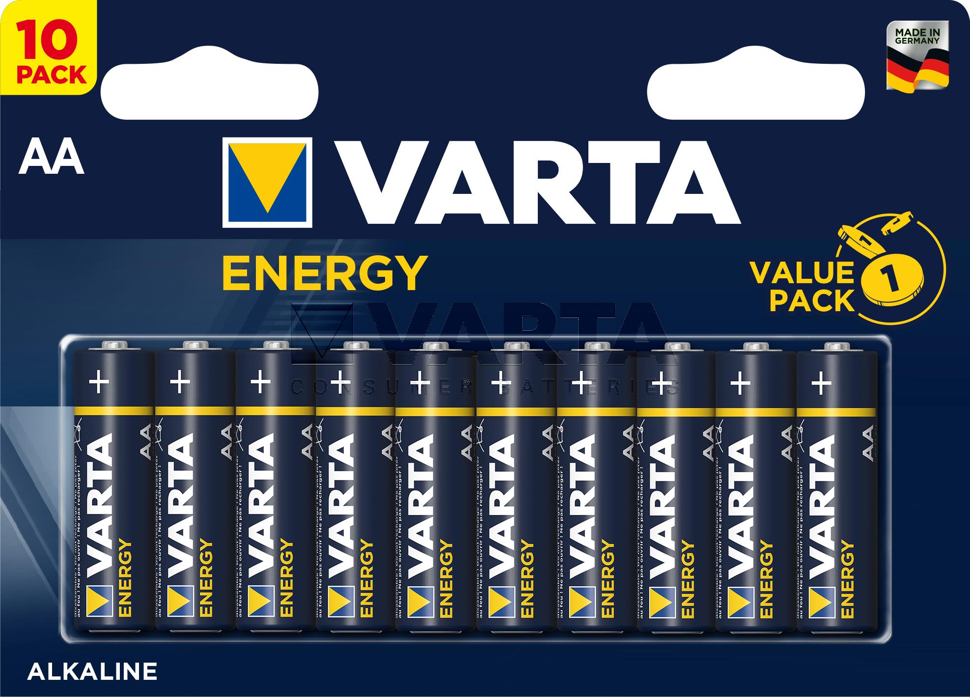 

Батарейка Varta Energy, AA (LR6-20F), 1.5V, 10 шт. (04106229491)