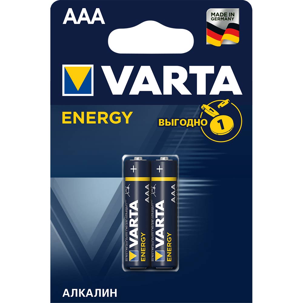 

Батарейка Varta Energy, AAA (LR03/24А), 1.5V, 2 шт. (04103229412)