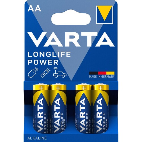 

Батарейка Varta Longlife Power, AA (LR6-20F), 1.5V, 4 шт. (04906121414)