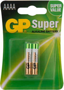 

Батарейка GP Super Alkaline, AAAA, 1.5V, 2 шт. (25A-2CR2)