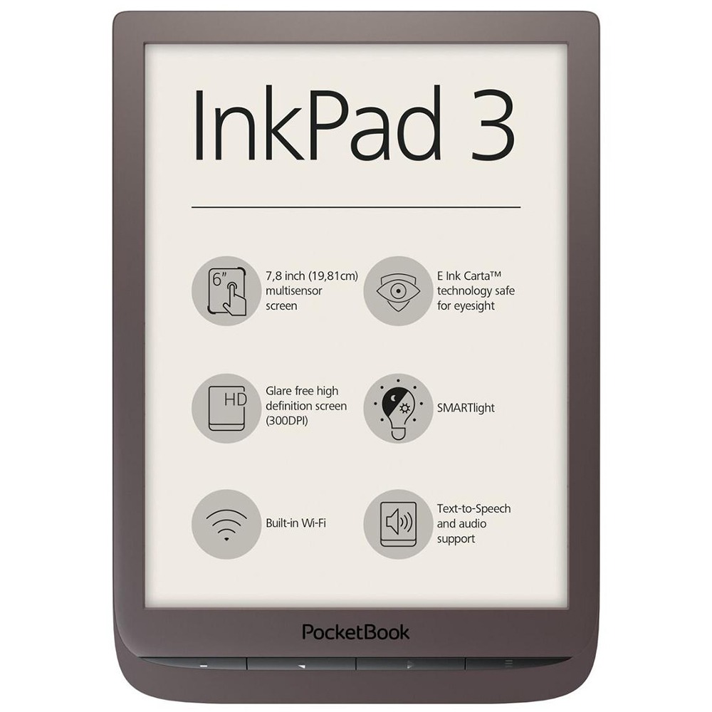 

Электронная книга PocketBook InkPad 3, 7.8" 1404x1872 E-Ink Carta Touch, 8Gb, Wi-Fi, 1.9 А·ч, коричневый (PB740-X-WW), InkPad 3
