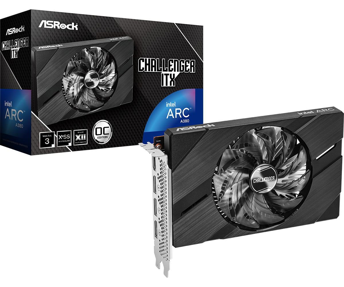 

Видеокарта ASRock Intel Arc A380 Challenger ITX 6G OC, 6Gb GDDR6, 96 бит, PCI-E, HDMI, 3DP, Retail (A380 CLI 6GO), Challenger ITX 6G OC