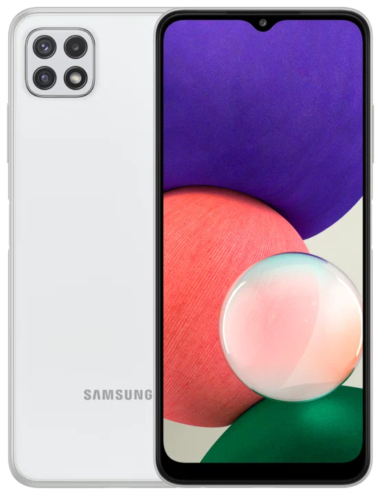 

Смартфон Samsung Galaxy A22, 6.6" 1080x2408 TFT, MediaTek Dimensity 700, 4Gb RAM, 128Gb, 3G/4G, NFC, Wi-Fi, BT, 3xCam, 2-Sim, 5000mAh, USB Type-C, Android 11, белый, Galaxy A22