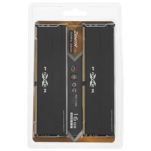 

Комплект памяти DDR4 DIMM 16Gb (2x8Gb), 3600MHz, CL18, 1.35V, Silicon Power, XPOWER Zenith RGB (SP016GXLZU360BDD) Retail, SP016GXLZU360BDD